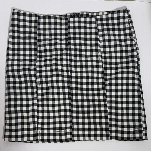 Free People Black and White Checkered Women's Skirt 8 - Picture 1 of 8